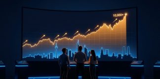 Rekord an der Börse, Stillstand im Land: Was der DAX über die deutsche Wirtschaft wirklich sagt DAX deutsche Wirtschaft: leuchtende Indexkurve über der Skyline von Frankfurt als Symbol für die Lücke zwischen Börse und Realwirtschaft