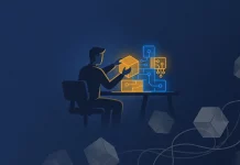 KI-Tools für Gründer 2026: Vier Werkzeuge reichen – der Rest ist Ablenkung KI-Tools für Gründer: Gründer baut leuchtende modulare Bausteine zusammen – Illustration