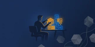 KI-Tools für Gründer 2026: Vier Werkzeuge reichen – der Rest ist Ablenkung KI-Tools für Gründer: Gründer baut leuchtende modulare Bausteine zusammen – Illustration