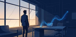 Junge Gründer: Warum die Gen Z anders gründet als jede Generation vor ihr Junge Gründer: junger Unternehmer der Gen Z im Co-Working-Space bei Sonnenaufgang mit Wachstumskurve