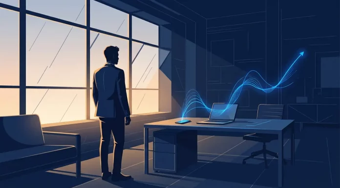 40 Prozent der Gründer sind unter 30: Warum die Gen Z anders gründet Junge Gründer: junger Unternehmer der Gen Z im Co-Working-Space bei Sonnenaufgang mit Wachstumskurve