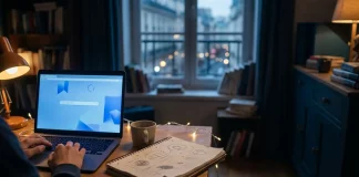 Rekord bei Gründungen, Flaute beim Kapital: Wie deine Generation trotzdem startet Startup gründen 2026: Schreibtisch eines jungen Gründers bei Nacht mit Laptop und Notizbuch