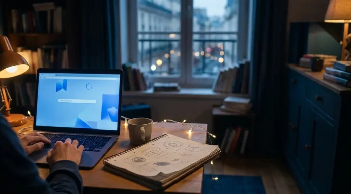Rekord bei Gründungen, Flaute beim Kapital: Wie deine Generation trotzdem startet Startup gründen 2026: Schreibtisch eines jungen Gründers bei Nacht mit Laptop und Notizbuch