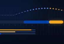 Work-Life-Blend statt Balance: Was Gründerinnen und Gründer in Deutschland wirklich wählen Work-Life-Blend bei Gründern: abstrakte Tagesleiste in Navy, Amber und Elektroblau markiert das Abendfenster zwischen 18 und 23 Uhr