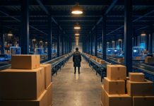 Zalando Gründungsgeschichte: Warum der Milliarden-Exit nie stattfand Zalando Gründungsgeschichte: Logistikhalle mit Förderbändern und Versandkartons als Sinnbild für das Volumengeschäft hinter dem Online-Modehändler
