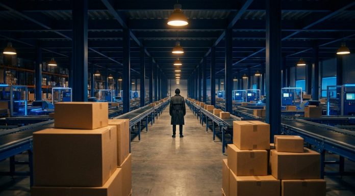 Zalando Gründungsgeschichte: Warum der Milliarden-Exit nie stattfand Zalando Gründungsgeschichte: Logistikhalle mit Förderbändern und Versandkartons als Sinnbild für das Volumengeschäft hinter dem Online-Modehändler
