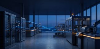 Digitalkapital im Mittelstand: Warum derselbe Euro fünfmal mehr bringt Digitalkapital im Mittelstand: vernetzte, digital gesteuerte Fabrikhalle als Symbolbild für Investitionen in Digitalisierung