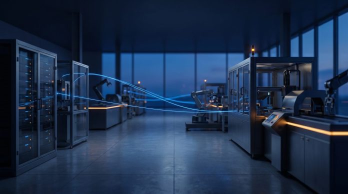 Digitalkapital im Mittelstand Digitalkapital im Mittelstand: vernetzte, digital gesteuerte Fabrikhalle als Symbolbild für Investitionen in Digitalisierung