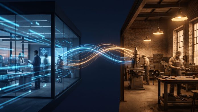 Mittelstand Digitalisierung Größenproblem Digitalisierung im Mittelstand: symbolische Aufnahme der digitalen Kluft zwischen Großkonzern und Mittelstand