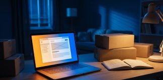 MVP: Warum dein erstes Produkt absichtlich unfertig sein muss Minimalistischer Startup-Arbeitsplatz mit Laptop und Kartons als Symbol für ein bewusst unfertiges MVP