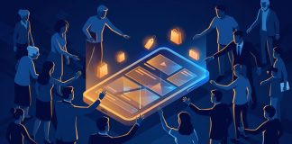 TikTok Shop: Wie aus Tanzvideos ein 175-Millionen-Euro-Markt wurde – und wer wirklich kauft TikTok Shop Deutschland: Editorial-Illustration zu Affiliate-Commerce und Unternehmertum in Navy, Amber und Electric Blue