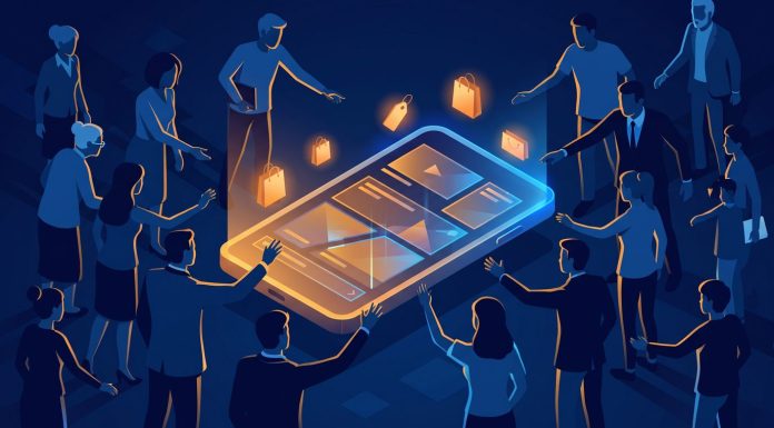 TikTok Shop: Wie aus Tanzvideos ein 175-Millionen-Euro-Markt wurde – und wer wirklich kauft TikTok Shop Deutschland: Editorial-Illustration zu Affiliate-Commerce und Unternehmertum in Navy, Amber und Electric Blue