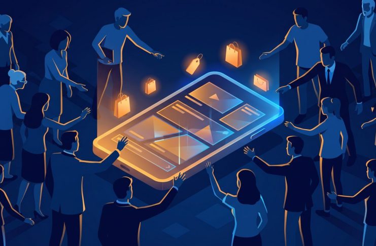 TikTok Shop: Wie aus Tanzvideos ein 175-Millionen-Euro-Markt wurde – und wer wirklich kauft TikTok Shop Deutschland: Editorial-Illustration zu Affiliate-Commerce und Unternehmertum in Navy, Amber und Electric Blue
